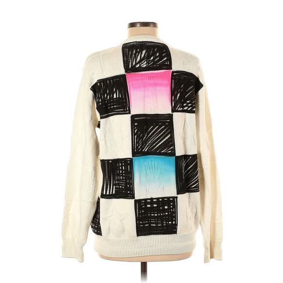 Bossi Sportswear Boston White Fisherman Knit Sweater Graphic Spray paint Small - Picture 1 of 4